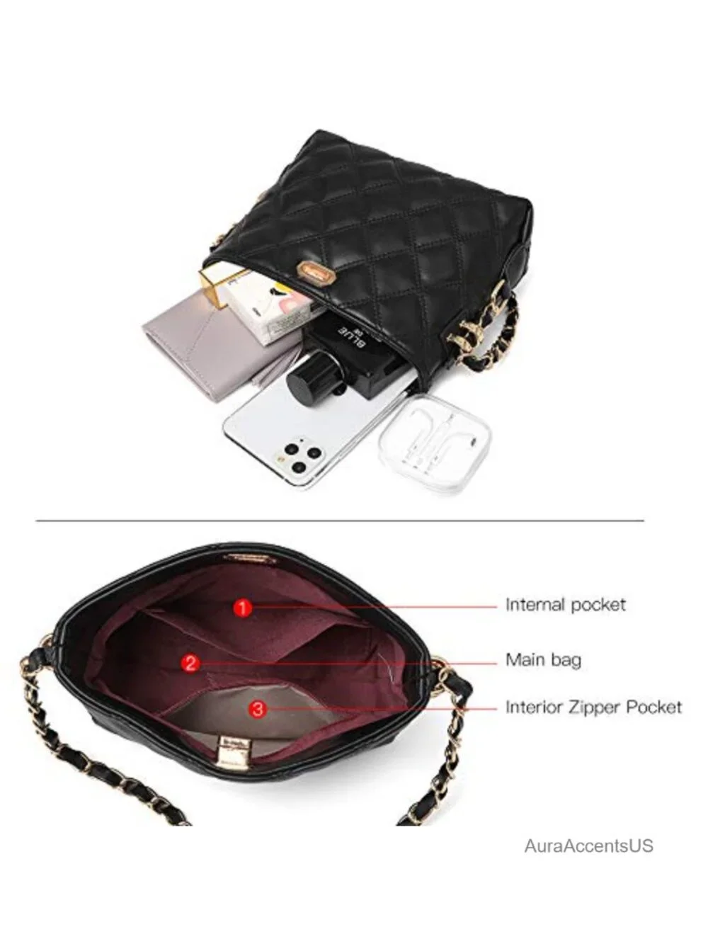 PU Leather Crossbody Bag Lightweight Handbag Shoulder Purse